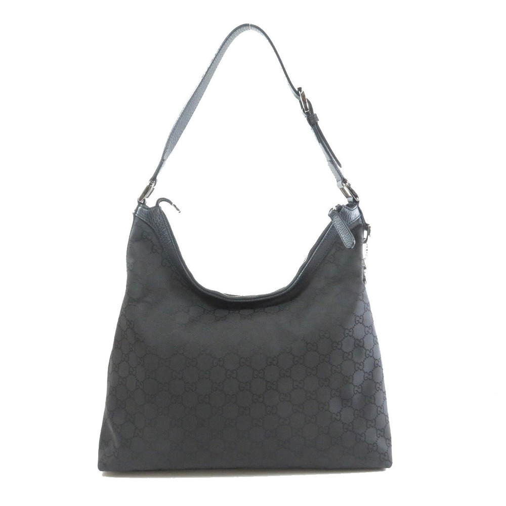 Gucci black GG canvas monogrammed hobo bag